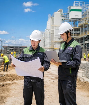 توجيه المهندسين لتركيب المعدات في الخارج